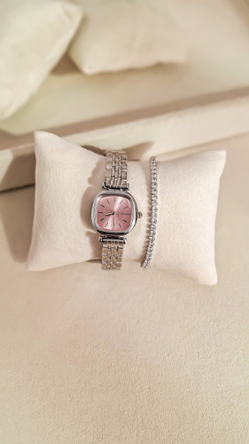 ساعت دخترانه نایدو کد2 سیلور صفحه صورتی کد 1627